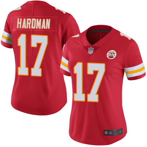 Women Kansas City Chiefs #17 Hardman Mecole Red Team Color Vapor Untouchable Limited Player Football Nike NFL Jersey->women nfl jersey->Women Jersey